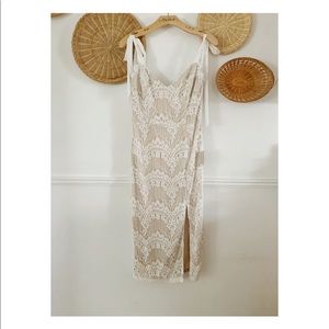 LULUS | Just my love lace tie strap midi dress NWT